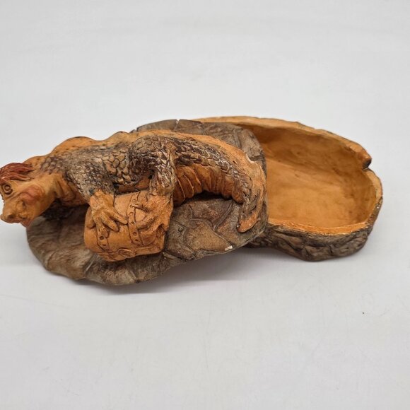 Crocodile Treasure Chest Trinket Box Figurine by Albee 1992 Travelling Luggage - Picture 2 of 11